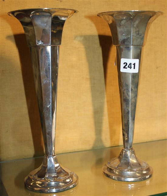 Pair of silver spill vases